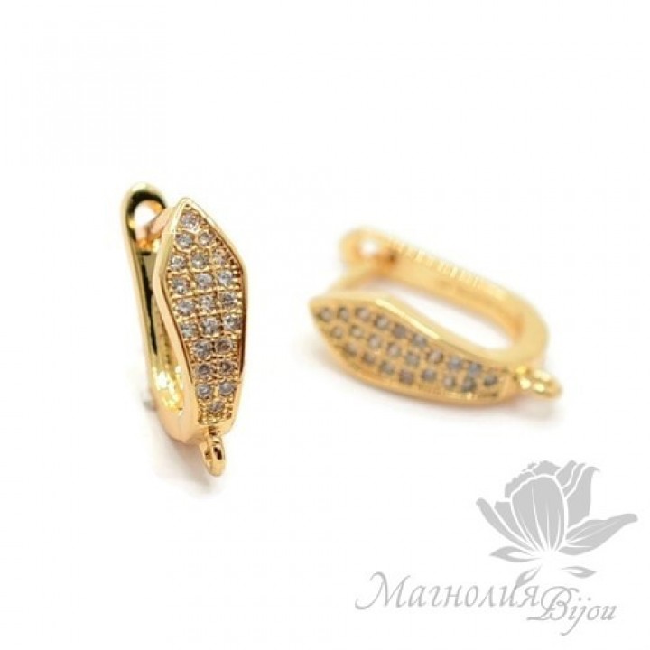 ШВЕНЗЫ "Клинья" инкрустация фианитами, цвет золото