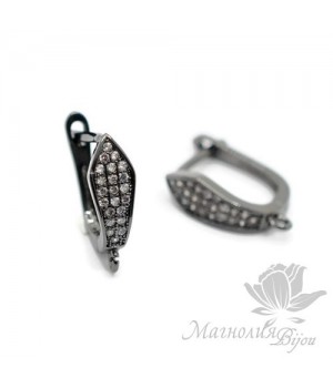 ШВЕНЗЫ "Клинья" инкрустация фианитами, цвет чёрный