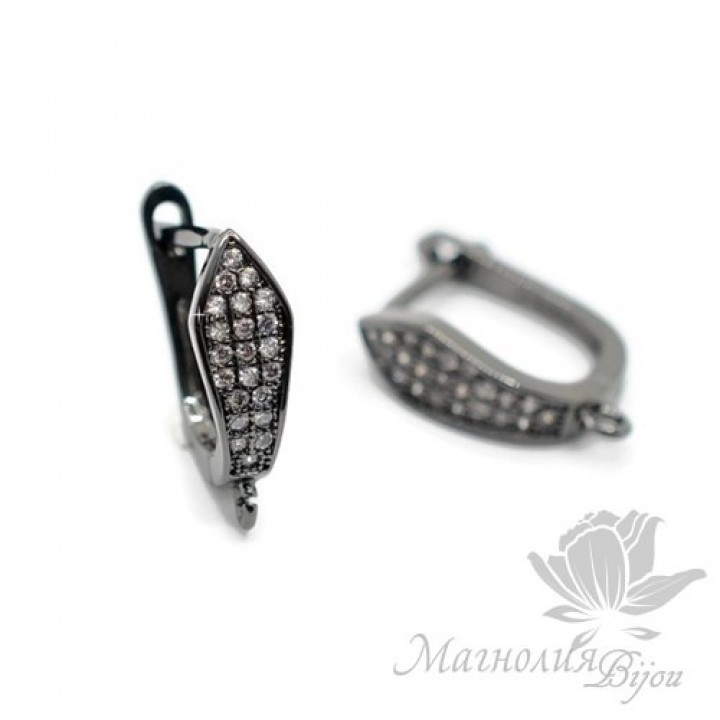 ШВЕНЗЫ "Клинья" инкрустация фианитами, цвет чёрный