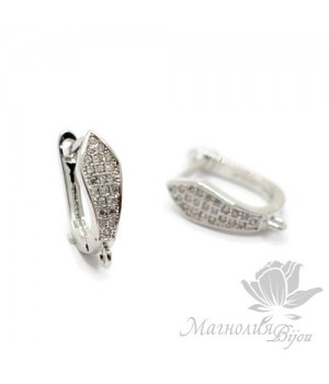 ШВЕНЗЫ "Клинья" инкрустация фианитами, цвет платина