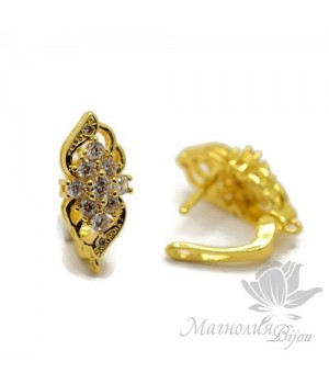 ШВЕНЗЫ "Виола", инкрустация фианитами, цвет золото