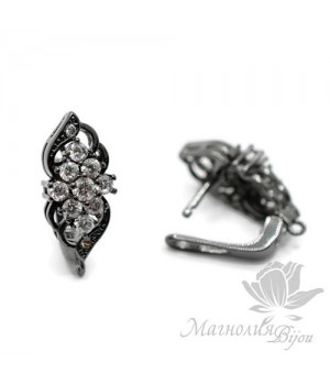 ШВЕНЗЫ "Виола", инкрустация фианитами, цвет чёрный