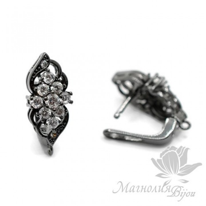 ШВЕНЗЫ "Виола", инкрустация фианитами, цвет чёрный