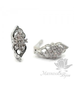 ШВЕНЗЫ "Виола", инкрустация фианитами, цвет платина