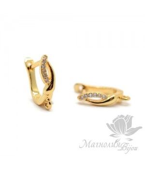 Швензы "Дуэт" инкрустация фианитами, позолота 24 карата