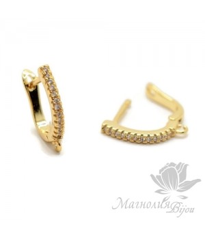 ШВЕНЗЫ "Дорожка", 1 ряд фианитов, цвет золото