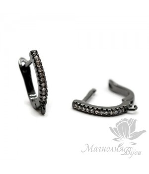 ШВЕНЗЫ "Дорожка", 1 ряд фианитов, цвет чёрный