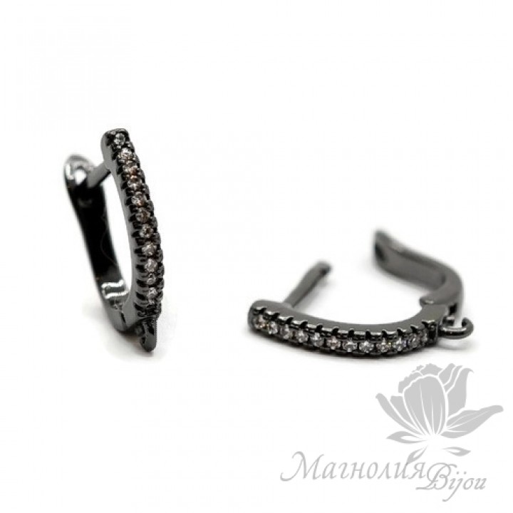 ШВЕНЗЫ "Дорожка", 1 ряд фианитов, цвет чёрный