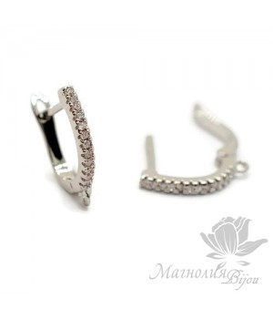 ШВЕНЗЫ "Дорожка", 1 ряд фианитов, цвет платина