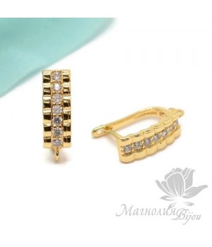 ШВЕНЗЫ "Техно" инкрустация фианитами, позолота 18 карат
