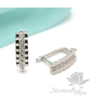 ШВЕНЗЫ "Техно" инкрустация фианитами, родиевое покрытие