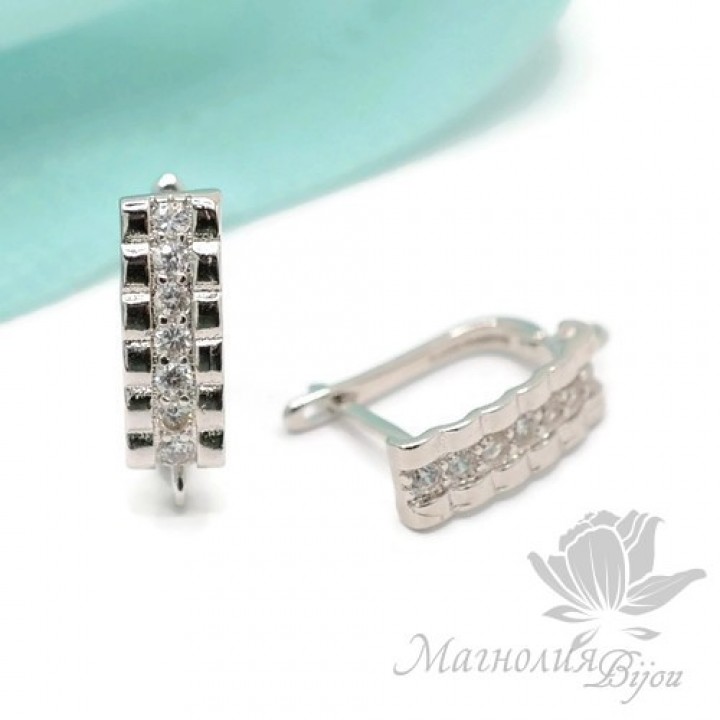 ШВЕНЗЫ "Техно" инкрустация фианитами, родиевое покрытие