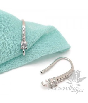 ШВЕНЗЫ-ПЕТЕЛЬКИ "Грация" инкрустация фианитами, родиевое покрытие