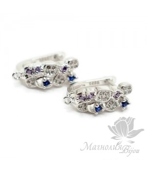 ШВЕНЗЫ "Арт" инкрустация фианитами, родиевое покрытие