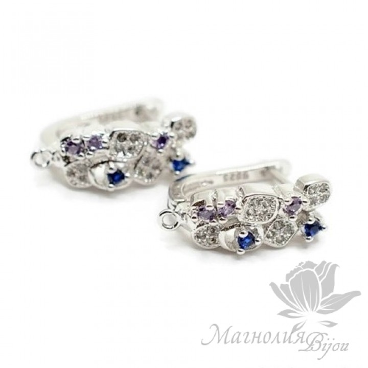 ШВЕНЗЫ "Арт" инкрустация фианитами, родиевое покрытие