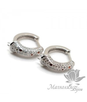 ШВЕНЗЫ "Модерно" инкрустация фианитами, родиевое покрытие