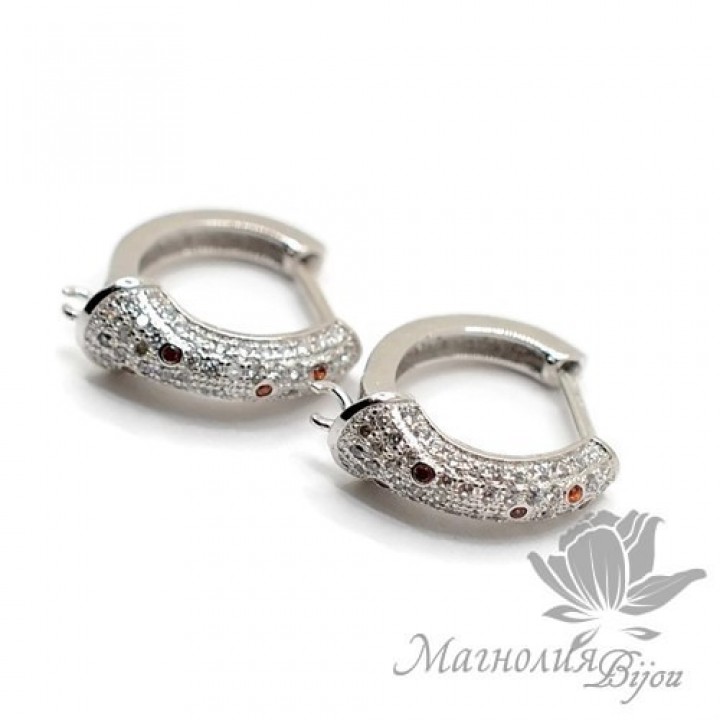 ШВЕНЗЫ "Модерно" инкрустация фианитами, родиевое покрытие