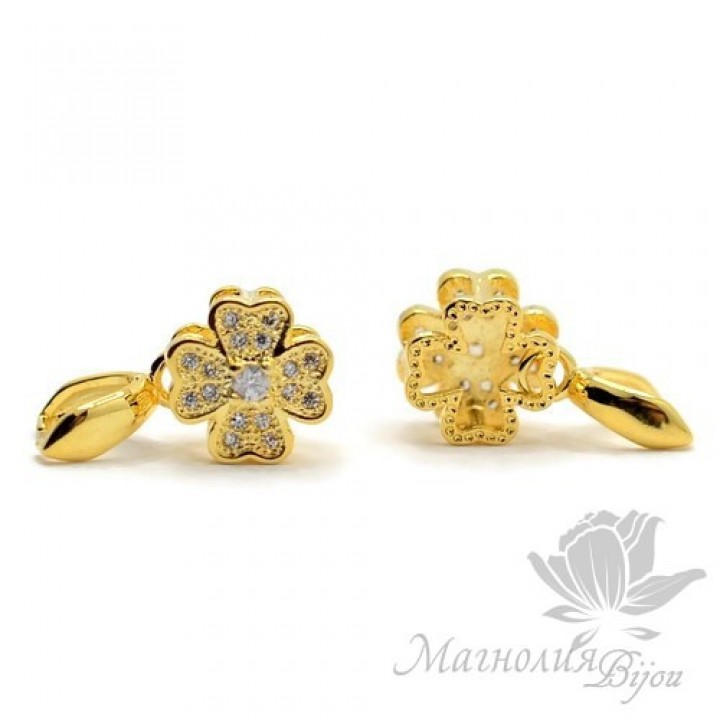 БЕЙЛ зажимный "Цветочек" инкрустация фианитами, цвет золото