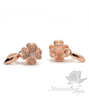 БЕЙЛ зажимный "Цветочек" инкрустация фианитами, цвет розовое золото