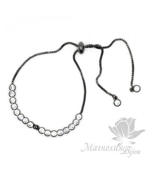 ОСНОВА ДЛЯ БРАСЛЕТА с дорожкой из фианитов, чёрный