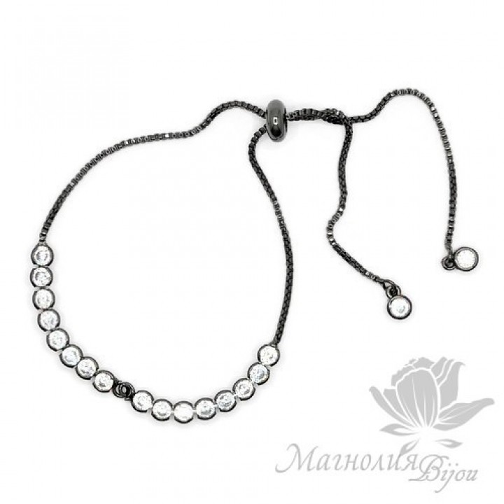 ОСНОВА ДЛЯ БРАСЛЕТА с дорожкой из фианитов, чёрный
