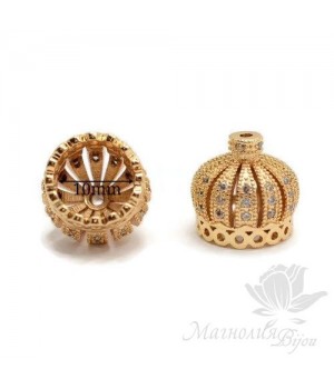 ШАПОЧКА "Корона" 13мм(внутренний диаметр 10мм), позолота