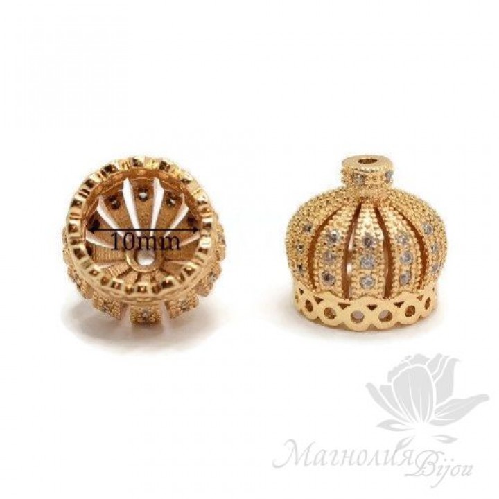 ШАПОЧКА "Корона" 13мм(внутренний диаметр 10мм), позолота