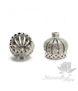 ШАПОЧКА "Корона" 13мм(внутренний диаметр - 10мм), цвет платина