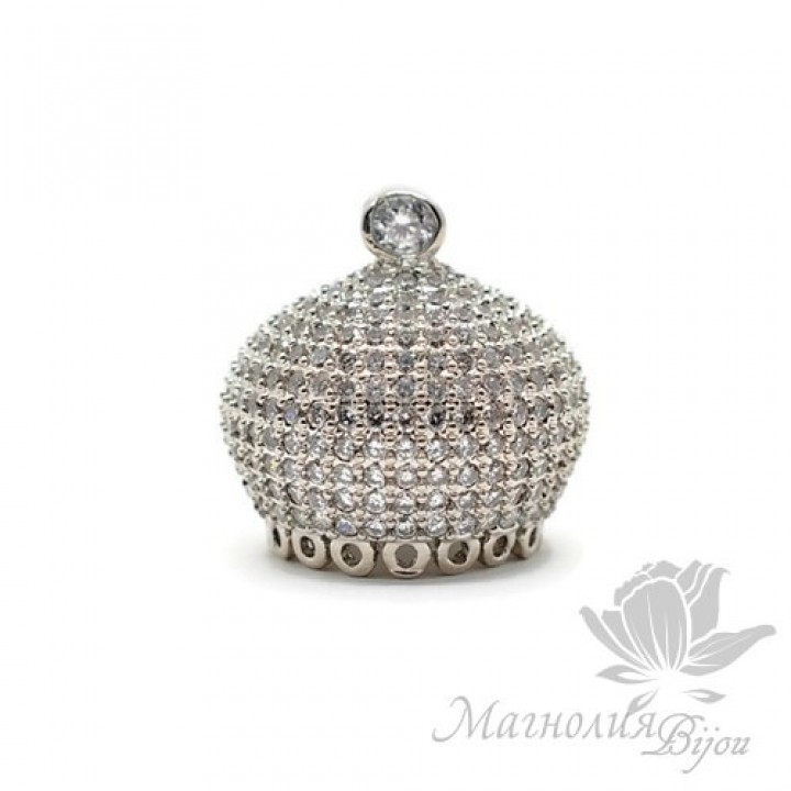 ПОДВЕСКА-КОНЦЕВИК "Купол" 20мм, цвет платина