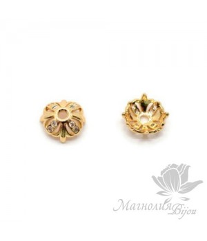 ШАПОЧКА "Маркиза" 6.5мм, инкрустация фианитами, позолота 