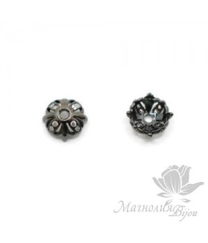 ШАПОЧКА "Маркиза" 6.5мм, инкрустация фианитами, чернение