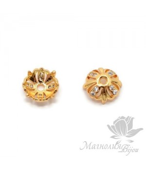 ШАПОЧКА "Маркиза" 8мм, инкрустация фианитами, позолота 