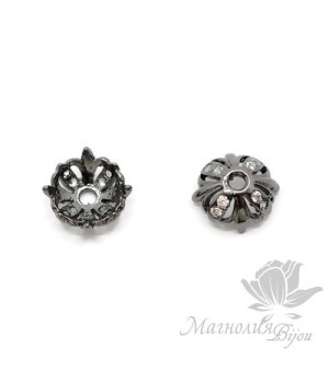 ШАПОЧКА "Маркиза" 8мм, инкрустация фианитами, чернение