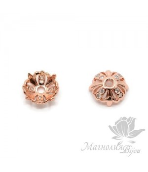 ШАПОЧКА "Маркиза" 8мм, инкрустация фианитами, розовое золото