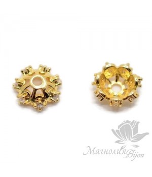 ШАПОЧКА "Карусель" 8мм, инкрустация фианитами, позолота 