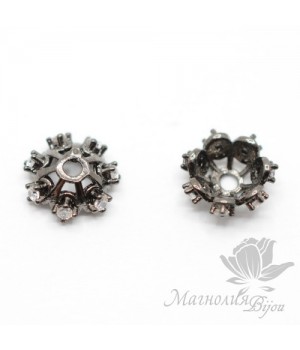 ШАПОЧКА "Карусель" 8мм, инкрустация фианитами, чернение