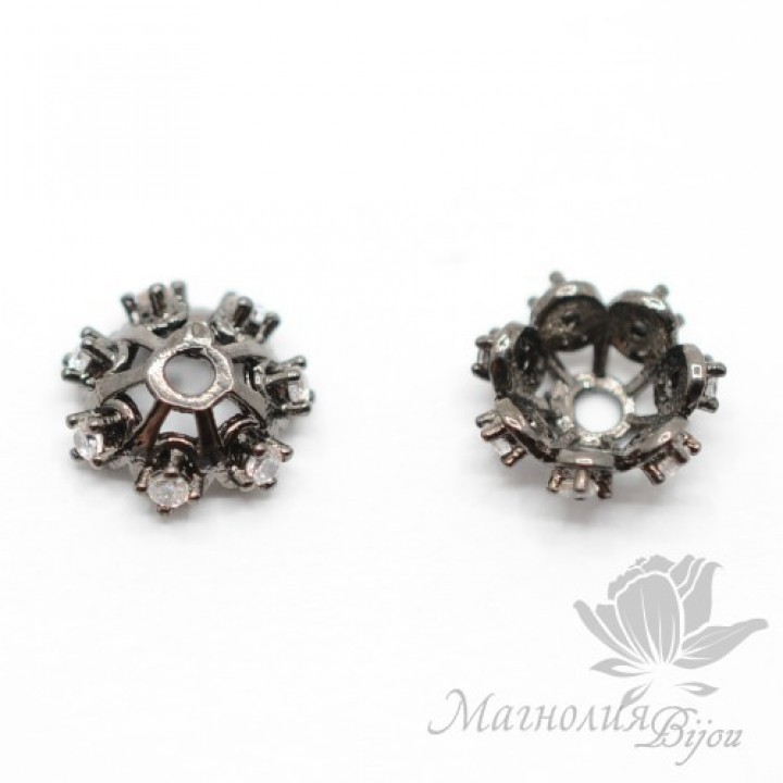 ШАПОЧКА "Карусель" 8мм, инкрустация фианитами, чернение