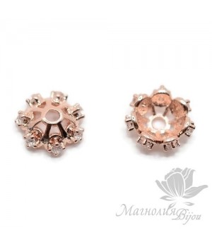 ШАПОЧКА "Карусель" 8мм, инкрустация фианитами, розовое золото