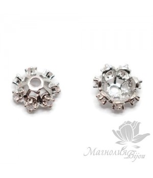 ШАПОЧКА "Карусель" 8мм, инкрустация фианитами, цвет платина