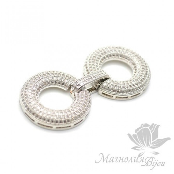 ЗАМОЧЕК "Кольца" инкрустация фианитами, цвет платина