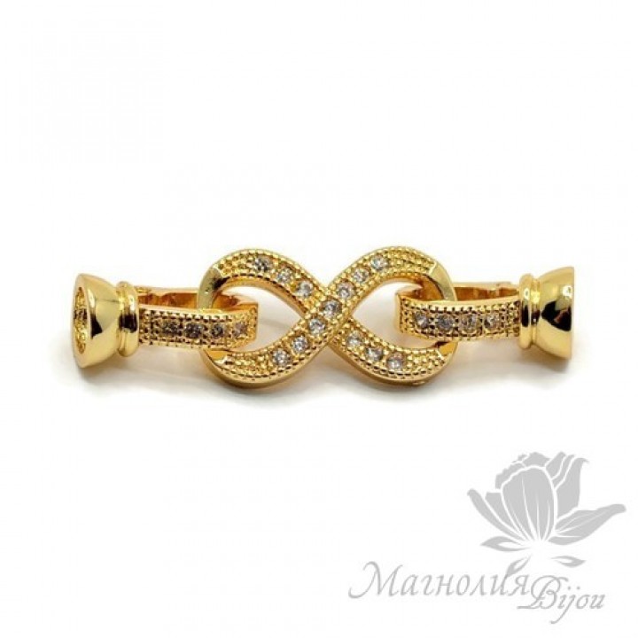 ЗАМОЧЕК "Восьмерка" инкрустация фианитами, цвет золото