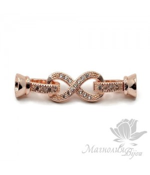 ЗАМОЧЕК "Восьмерка" инкрустация фианитами, цвет розовое золото
