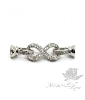 ЗАМОЧЕК "Восьмерка" инкрустация фианитами, цвет платина