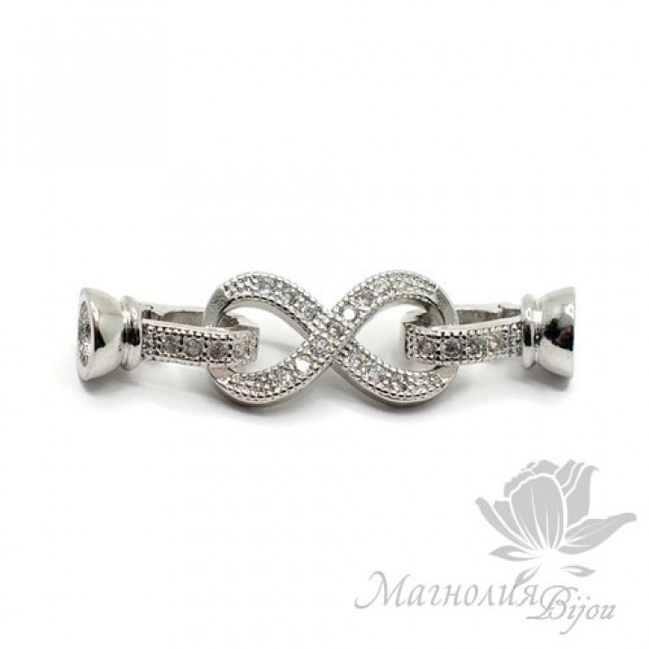 ЗАМОЧЕК "Восьмерка" инкрустация фианитами, цвет платина