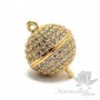 Замочек магнитный "Шар 12мм" инкрустация фианитами, позолота