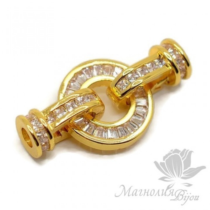 ЗАМОЧЕК "Кольцо" с крупными фианитами, позолота 18 карат