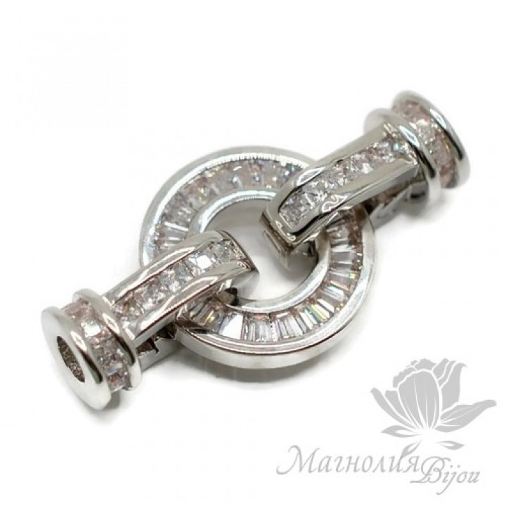 ЗАМОЧЕК "Кольцо" с крупными фианитами, родиевое покрытие