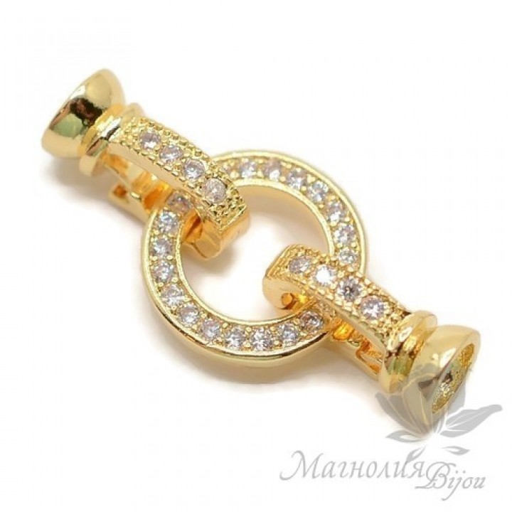 ЗАМОЧЕК "Кольцо" инкрустация фианитами, позолота 18 карат