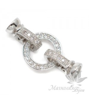 ЗАМОЧЕК "Кольцо" инкрустация фианитами, родиевое покрытие