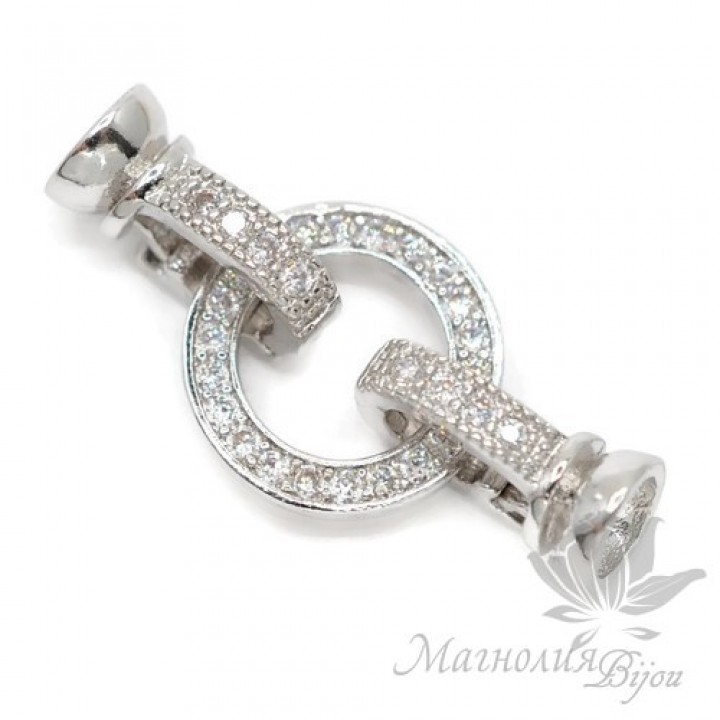 ЗАМОЧЕК "Кольцо" инкрустация фианитами, родиевое покрытие